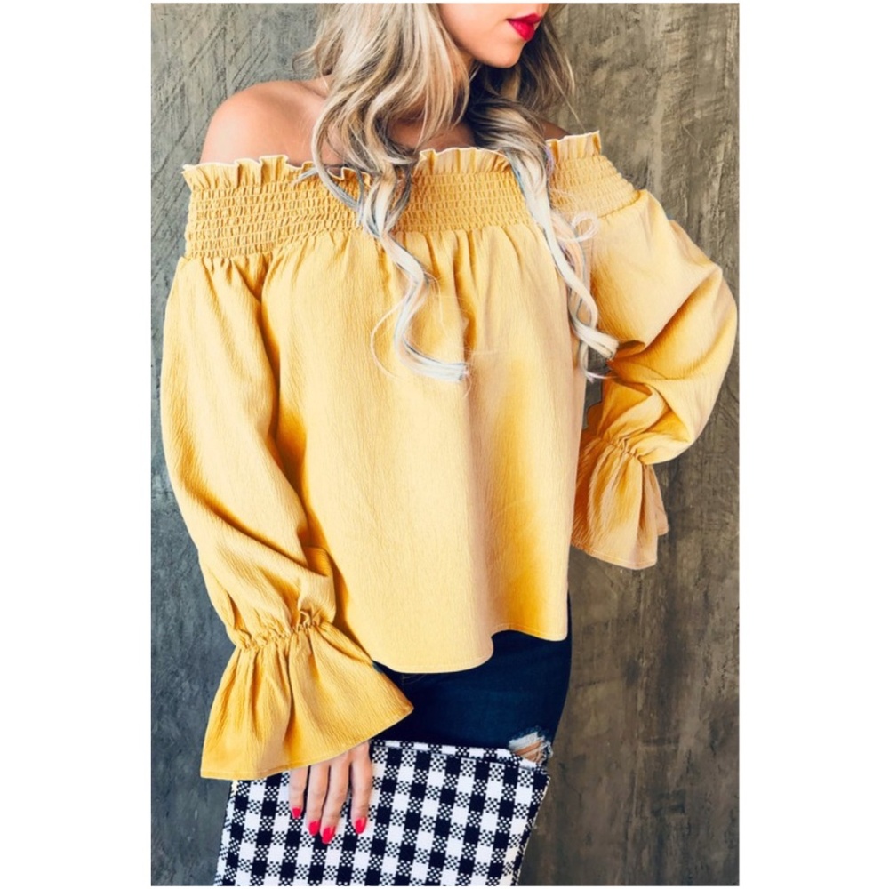 LISA Off Shoulder Bell Cuff Blouse - Picture 1 of 1